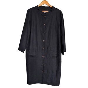 NWOT Tom and Linda Platt Mandarin Collar Linen Jacket in Black 14